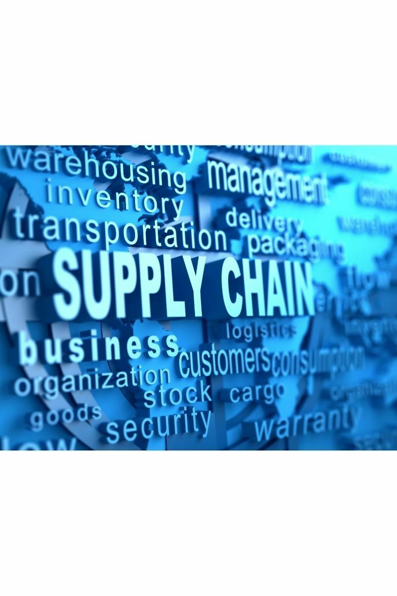 A blue background with the words " supply chain ".
