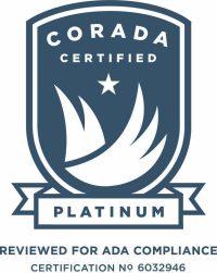 CORADA Certified Platinum badge for ADA compliance.