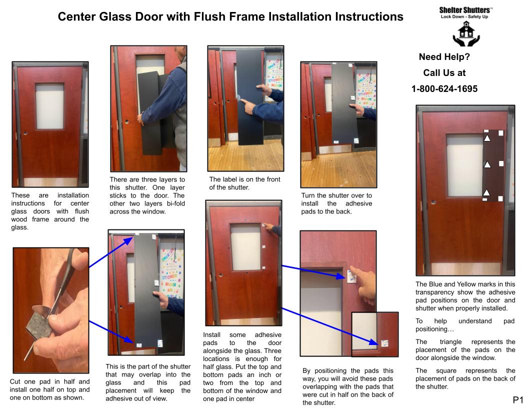 A series of instructions for installing a glass door.