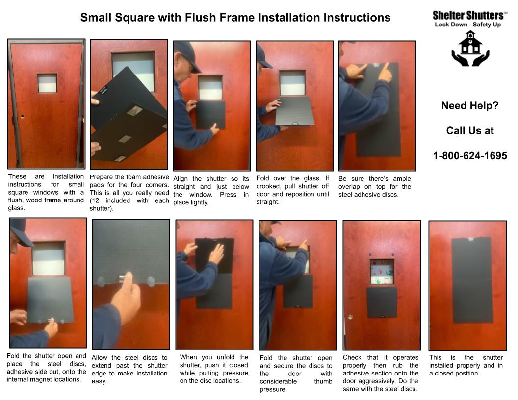 A small square with flush frame installation instructions.