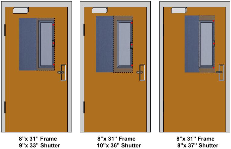 Door with frame and shutter dimensions.